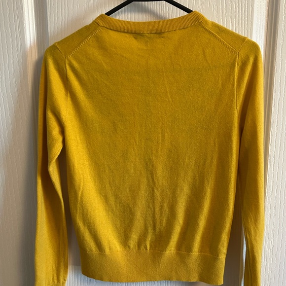 J. Crew Yellow Cardigan with Black Floral Design - Picture 4 of 5